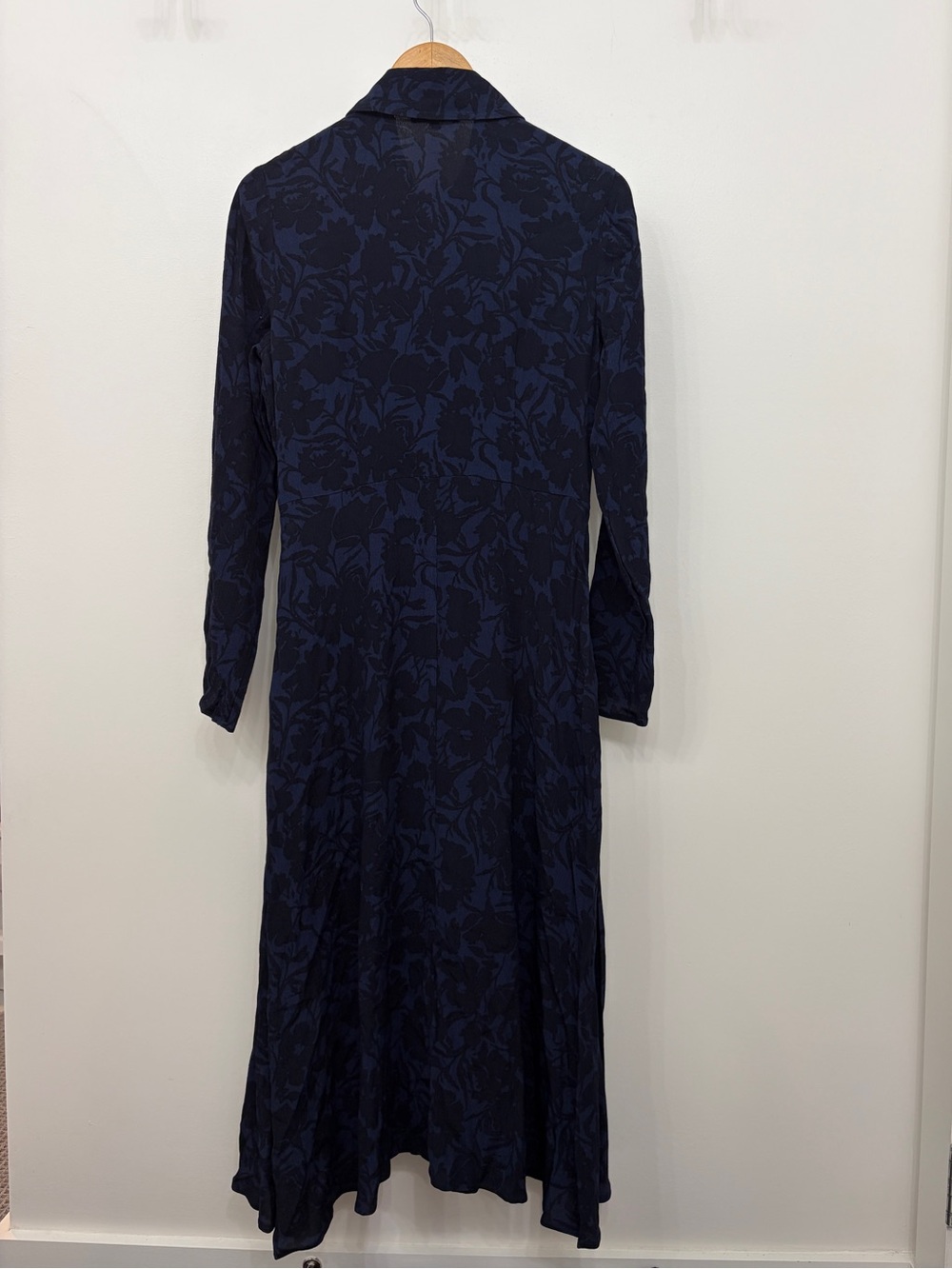 Madewell Smocked Midi Long Sleeve Shirtdress Alexis Dark Floral Navy sz 6 - Picture 8 of 13